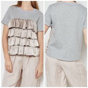 Anthropologie Current Air Ruffled Short Sleeve Top